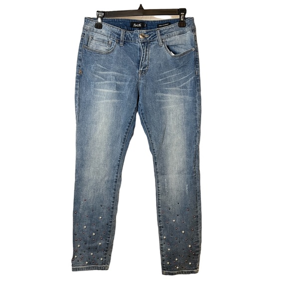 Nanette Lepore Pearls Hamilton Skinny Jeans Mild Distressed‎ Stretch Medium Rise - Picture 1 of 13